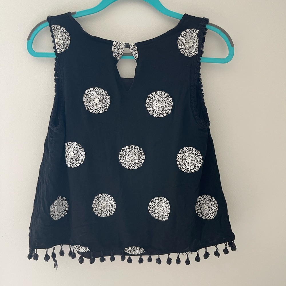 Altar'd State Black Tank Top with White Pattern - Picture 9 of 9